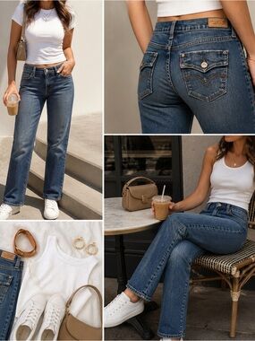 Levi’s 505 Straight Leg Jeans Women’s 14 Short Blue Medium Wash Y2K Denim Flap